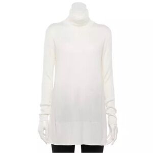 NWT Apt. 9 Cream Turtleneck Rib Tunic Sweater Size M